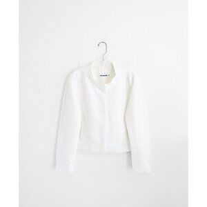 Vtg 00s Y2K Jil Sander Iridescent White Sheen Crop Blazer sz FR 38 US 6